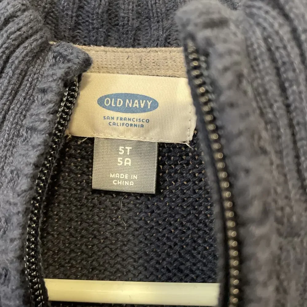 Old Navy NWT Kids 5T Full Zip Sweater Jacket - Navy Blue/Pockets
